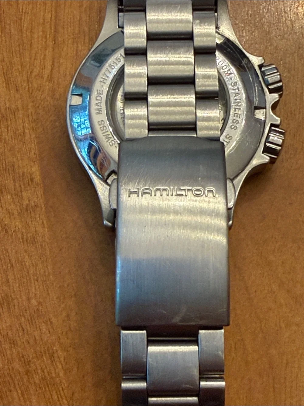 Hamilton Stainless Steel Watch with Deep Blue Dial